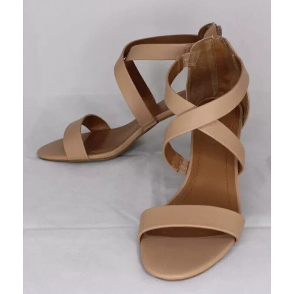 Style & Co. Womens Paysonn Faux Leather Heel Sandals Nude 8.5 Medium (B,M)